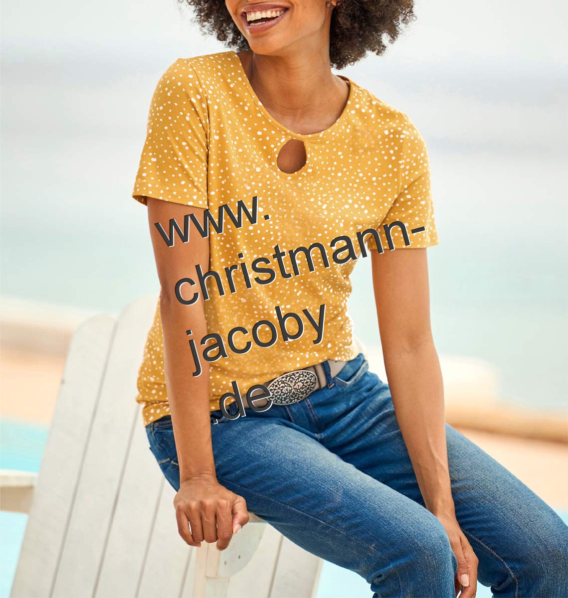 Cut-out-Shirt, ocker-ecru