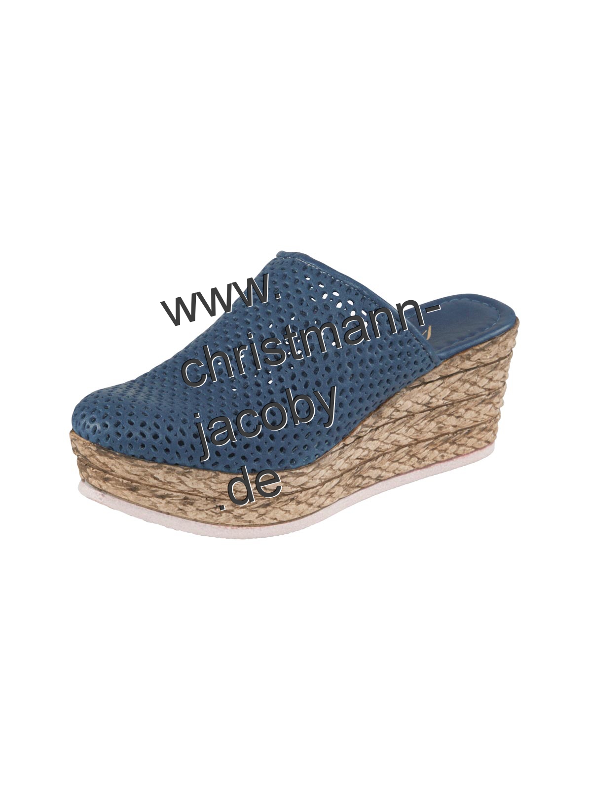 Rindleder-Cut-Out-Clog, jeansblau