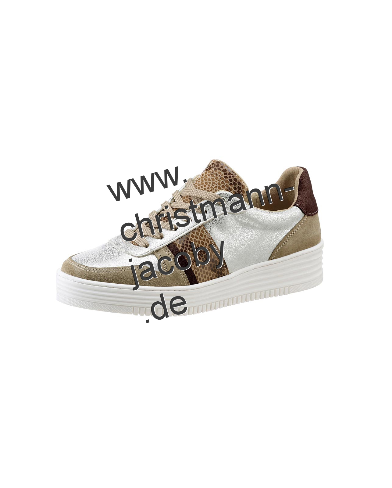 Rind-Veloursleder-Textil-Sneaker, taupe-silber