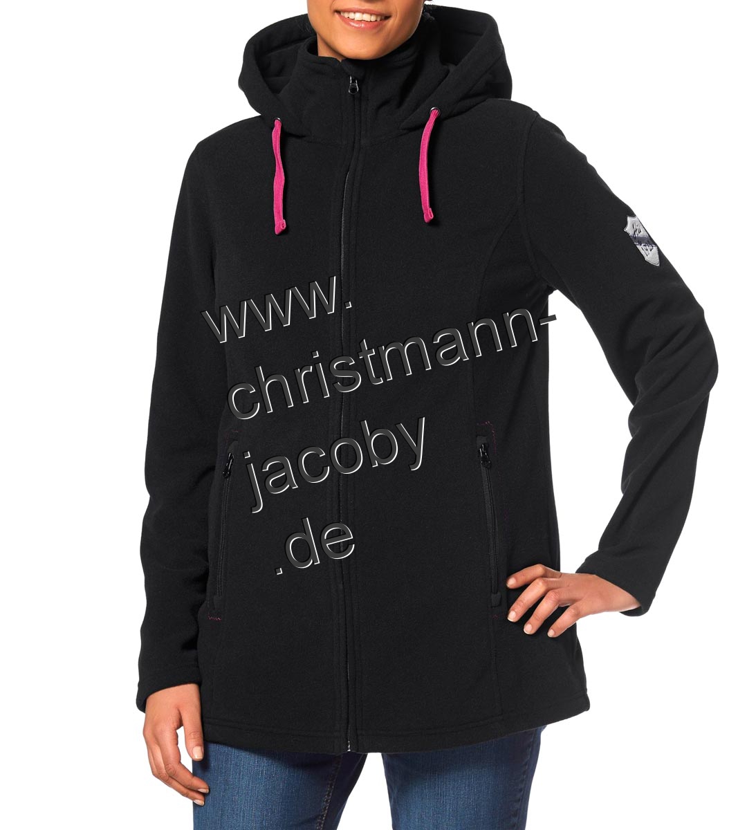Marken-Fleecejacke, schwarz