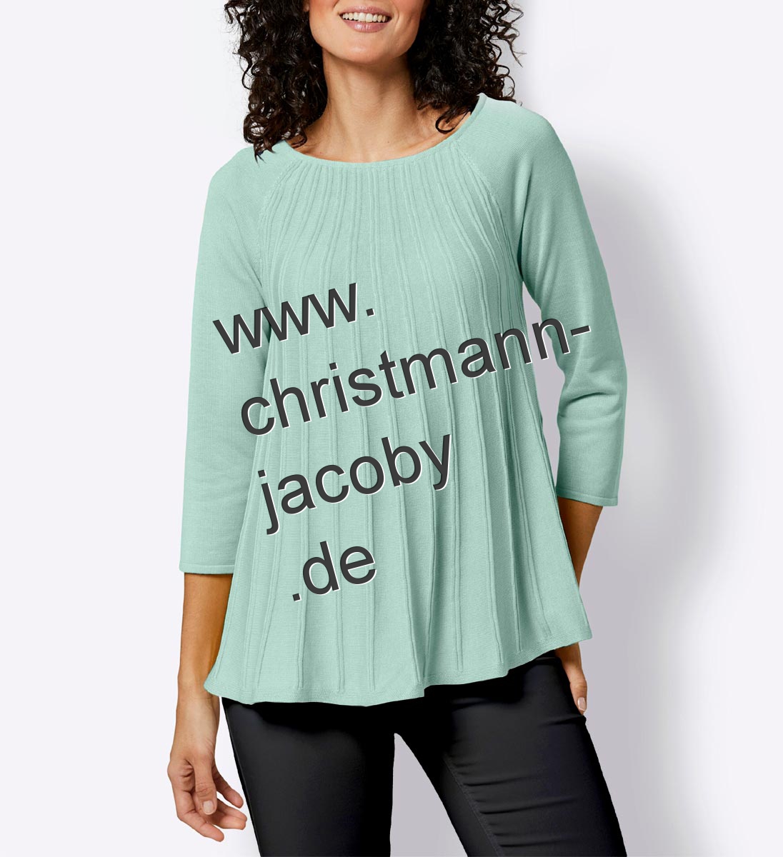 Seiden-Kaschmir-Pullover in Plissee-Optik, kalkmint