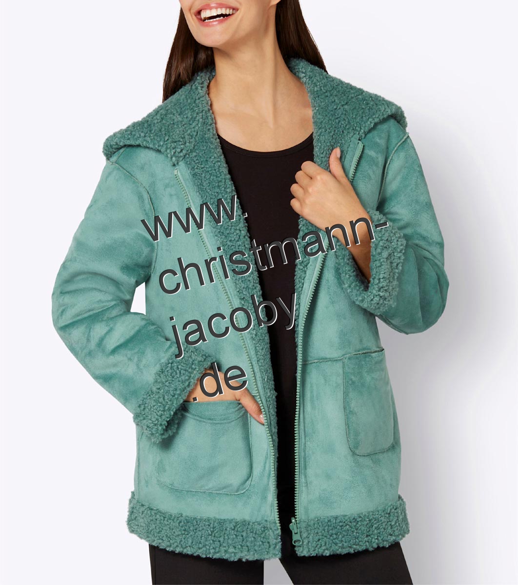 Lederimitat-Wendejacke m. Teddy-Fell, jade