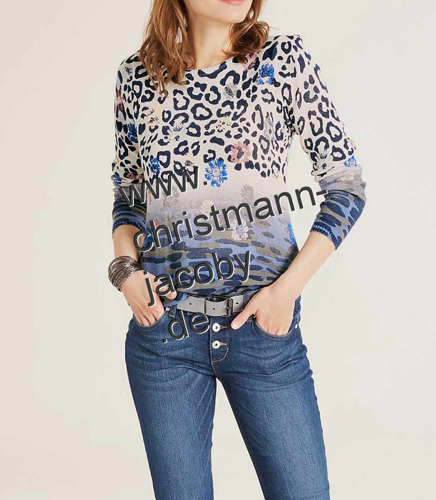 Print sweater, ecru-navy-multicolour